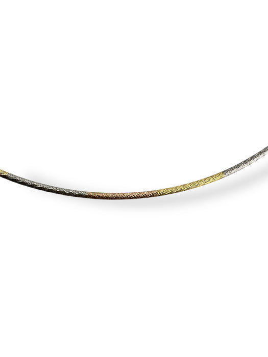 18K Gold 3-Tone Choker Necklace | Vintage 750 Hallmark | Yellow, Rose & White Gold | 16" | 7.9g