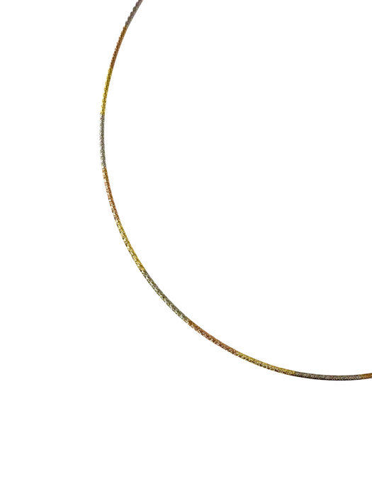 18K Gold 3-Tone Choker Necklace | Vintage 750 Hallmark | Yellow, Rose & White Gold | 16" | 7.9g