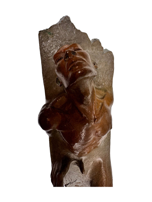 Stunning Original Hand Crafted Bronze Sculpture, Man Emerging From A Wall, 11" T-EZ Jewelry and Decor