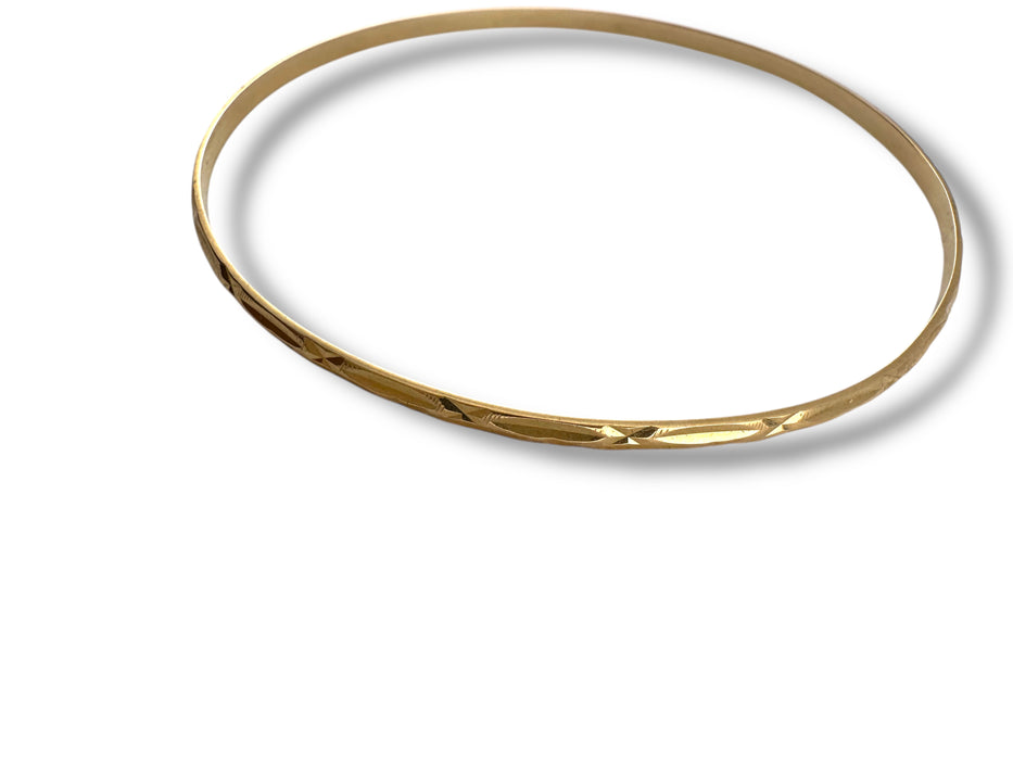 Vintage 18K Yellow Gold Bangle Bracelet – Italian 750 Hallmark – 4.24g