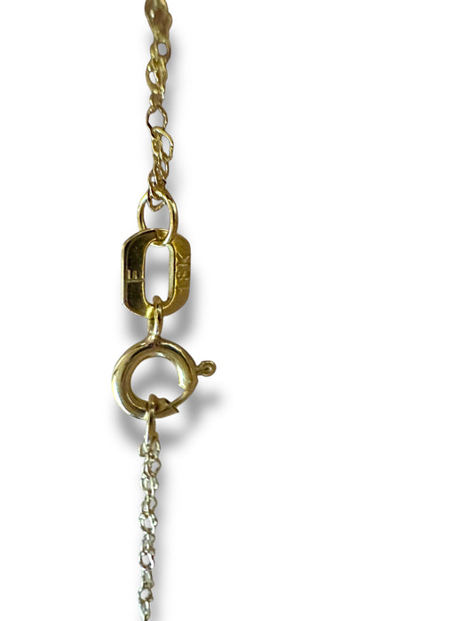 18K Gold Blue Globe Pendant Necklace – 17.75", 5.86g, Vintage, ½” Diameter, Travelers Gift