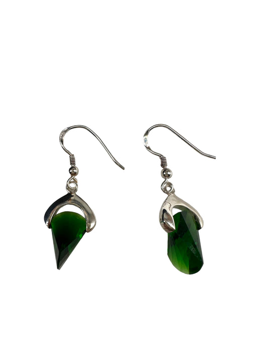 Sterling Silver 10.82CT Lab Grown Gemstone Geometric Dangle Earrings, Emerald Earrings-EZ Jewelry and Decor