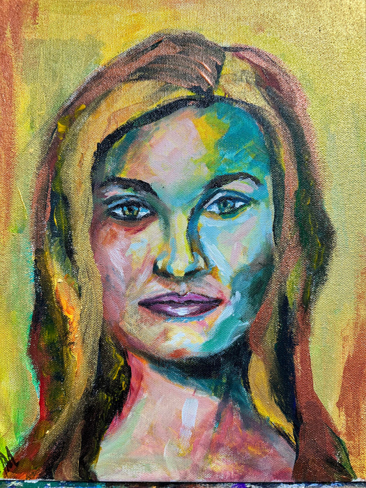 Modern Original Portrait Painting, Eve, 11” x 9”, Acrylic Painting
