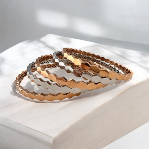  18k Modern Geometric Bangles Bracelet