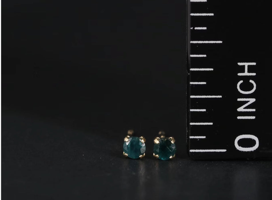 Jewelry - 18K Gold And Grandidierite Stud Earrings Stud Small Gold Earrings