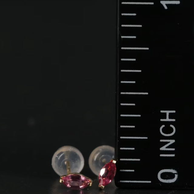 Jewelry - 18K Spinel Stud Earrings, Small Natural Red Spinel Stud Earrings, Almond Shape