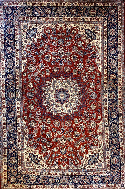 19 inch by 40 inch 1940s fine Persian wool rug medallion - Ruby Lane