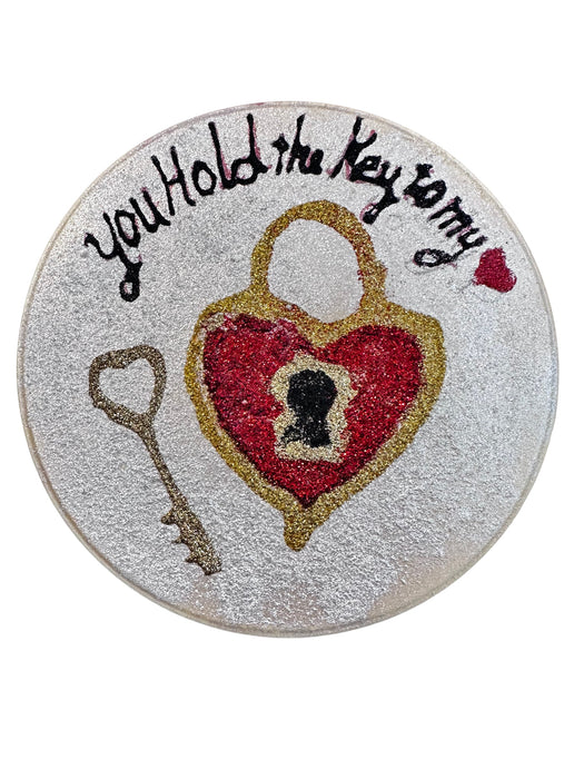 Hand Crafted, Hand Painted Love Art. Valentines Art, You Hold the Key to My Heart, 7” Gift For Love One. Valentines Gift-EZ Jewelry and Decor