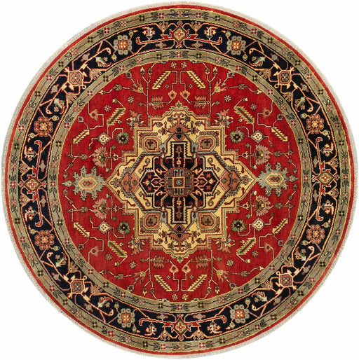 Oriental Hand knotted Round Rug 8'0" x 8'0" Heriz -Serapi Heritage Traditional Wool Rug,-EZ Jewelry and Decor