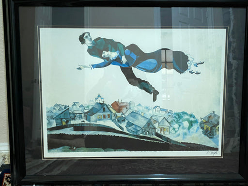 Marc Chagall, Lovers Over the City/ Over Vitebsk, Signed Limited Edition Facsimile Print, With Certificate of Authority.-EZ Jewelry and Decor