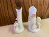 Two Vintage Porcelain Bud Vase with Cat & Bear and Pink Roses & Hearts Gold Leaf-EZ Jewelry and Decor