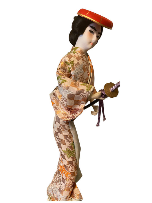 Vintage Nishi Samurai Doll (Fighter Japanese Doll), 15” on Wooden Base. 1960s-EZ Jewelry and Decor