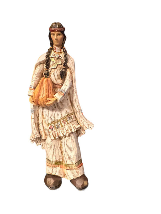 Vintage Native American Woman Holding a Pumpkin Figurine. 12” T-EZ Jewelry and Decor
