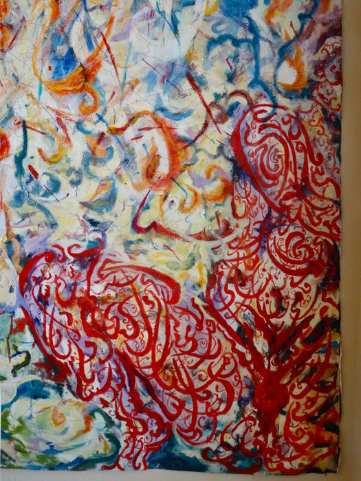 Original Abstract Oil Painting,  "No Shame with my Body" 7'6" x 4'9". by R. Mansourkhani.-EZ Jewelry and Decor