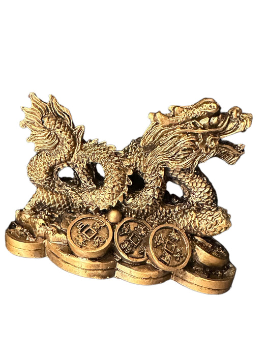 Vintage Chinese Resin Golden Dragon, 2 “ x  2.5”-EZ Jewelry and Decor