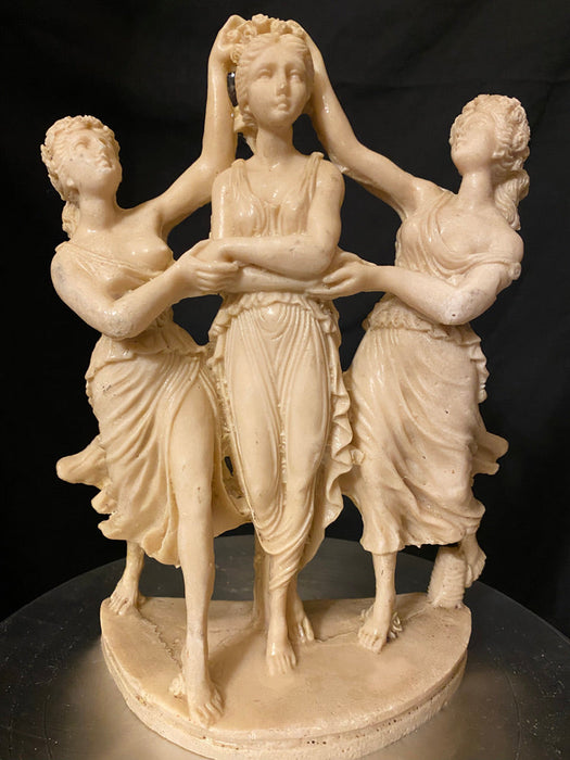 After Greek Figurine, Vintage The Three Graces Resin Statue Greek Goddesses Beauty Elegance And Mirth,  11”-EZ Jewelry and Decor