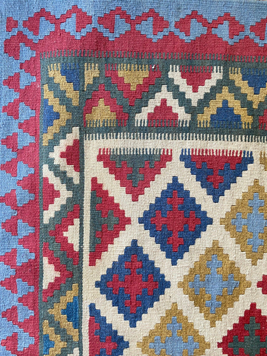 Persian 2 Sides Kilim, Hand Woven Flat Rug, Geometric Design, Wool, 6’2” x 4’6”-EZ Jewelry and Decor