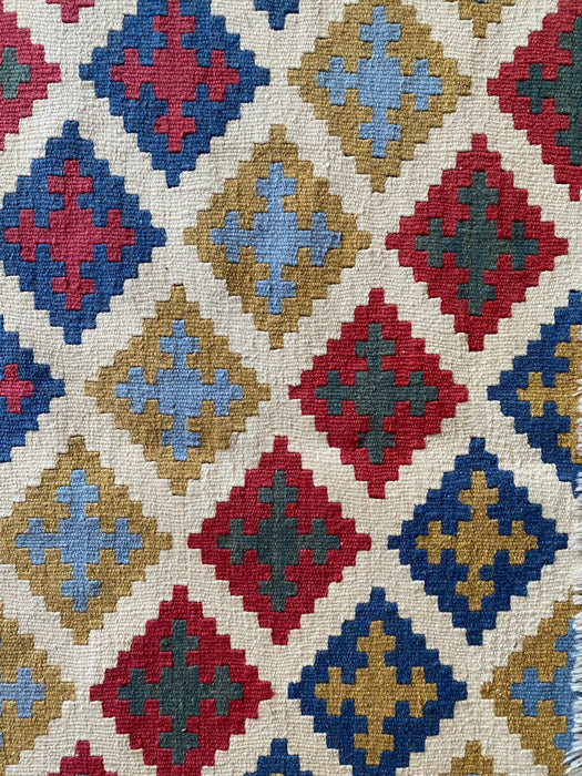 Persian 2 Sides Kilim, Hand Woven Flat Rug, Geometric Design, Wool, 6’2” x 4’6”-EZ Jewelry and Decor
