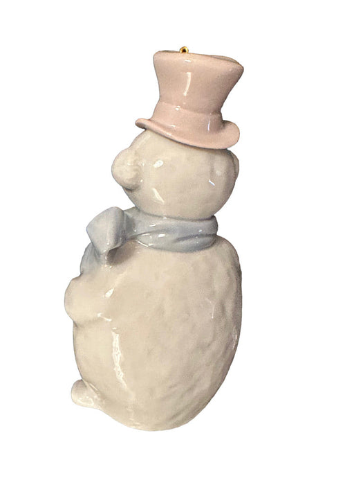 Vintage Lladro 1991 Snowman Ornament, Holiday Porcelain Snowman Figurine  4" Tall-EZ Jewelry and Decor