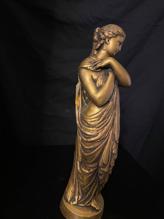 Vintage Classical Style of a Roman Goddess Statue.Gold Tone Plaster-EZ Jewelry and Decor