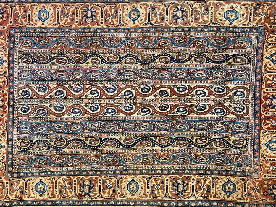 Semi Antique Hand Knotted Persian Sarouk Rug, Boteh Design, Lamb Wool 6.10x4.8 ft-EZ Jewelry and Decor