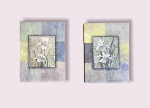 A Pair of Print Artwork, White Irises, each  8” x 8”-EZ Jewelry and Decor