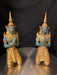 Vintage HandCrafted Asian Gilt Bronze Pair of Teppanom kneeling Thai Sacred Angels, Male and Female-EZ Jewelry and Decor