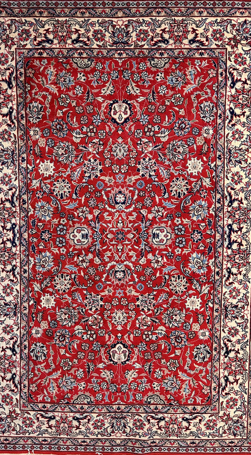 Indo Jaypour Red Medium size Hand Knotted Rug, Wool<br> 6’2” x 4’-EZ Jewelry and Decor