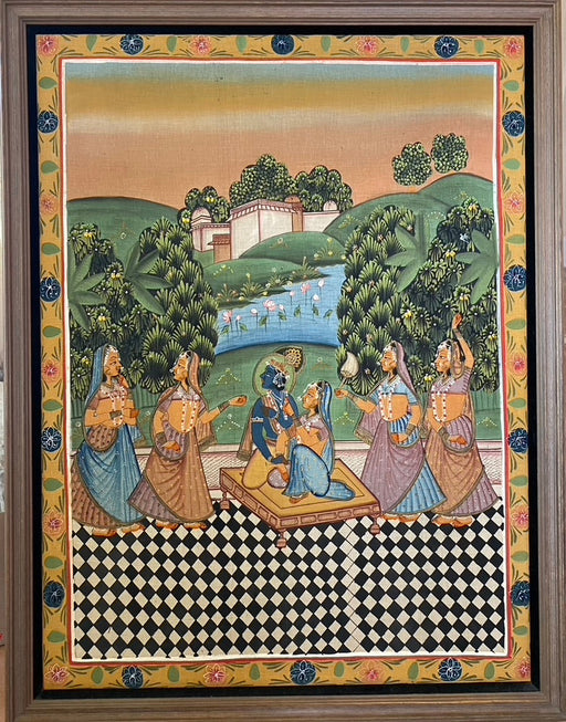 Miniature Art, Framed Original Indian Art , 36" x 47"-EZ Jewelry and Decor