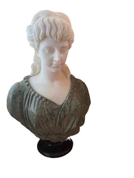 Vintage Roman Marble Classical Bust of A Lady, Hand Crafted-EZ Jewelry and Decor