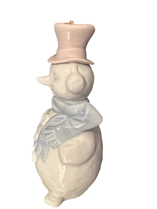 Vintage Lladro 1991 Snowman Ornament, Holiday Porcelain Snowman Figurine  4" Tall-EZ Jewelry and Decor