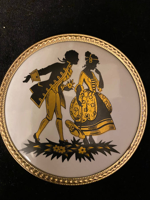 Rare Antique German Fürstenberg Gold Figurative Lovers, Magnificent Porcelain Art Set of 3. Framed-EZ Jewelry and Decor