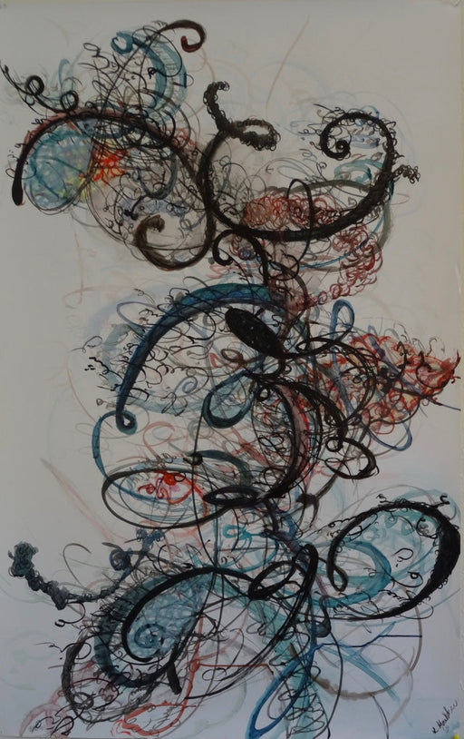 Original Abstract Art, Dancing with Words, mix media , By R. Mansourkhani,30" x 47.5"-EZ Jewelry and Decor