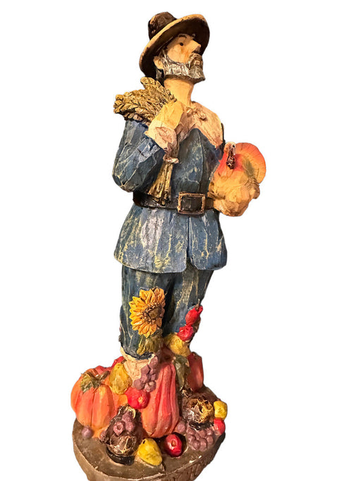 Vintage Harvest Time Figurine, Wooden Carved Figurine. 11” T-EZ Jewelry and Decor