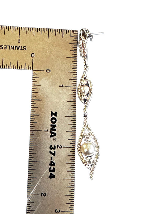 Dazzling Custom Earring Drop Silver and Crystal color, 2.5”, Gift Boxed jewelry-EZ Jewelry and Decor