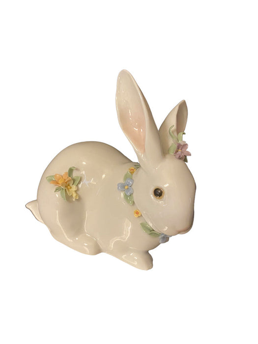 Vintage Lladró - Attentive Bunny with Flowers Porcelain Figurine, Handmade In Spain, In Original Box-EZ Jewelry and Decor