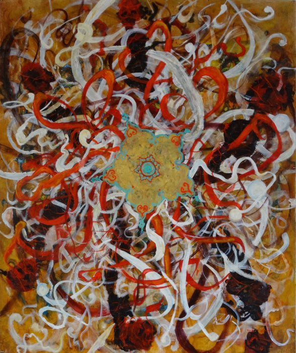 R. Mansourkhani, Dance In A Circle. Orignal Oil Painting Size: 58"x 48" inches.-EZ Jewelry and Decor