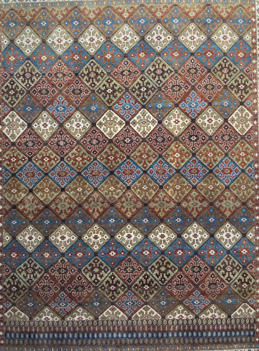 Geometric Afshar Design Hand knotted Rug, Wool, 8’ 4" x 11’ 7".-EZ Jewelry and Decor