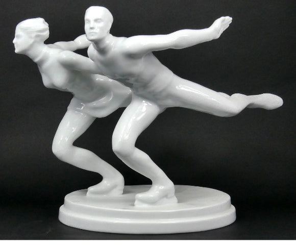 Retired Rare Herend Olympic Sport: Ice Skaters Porcelain Figurine