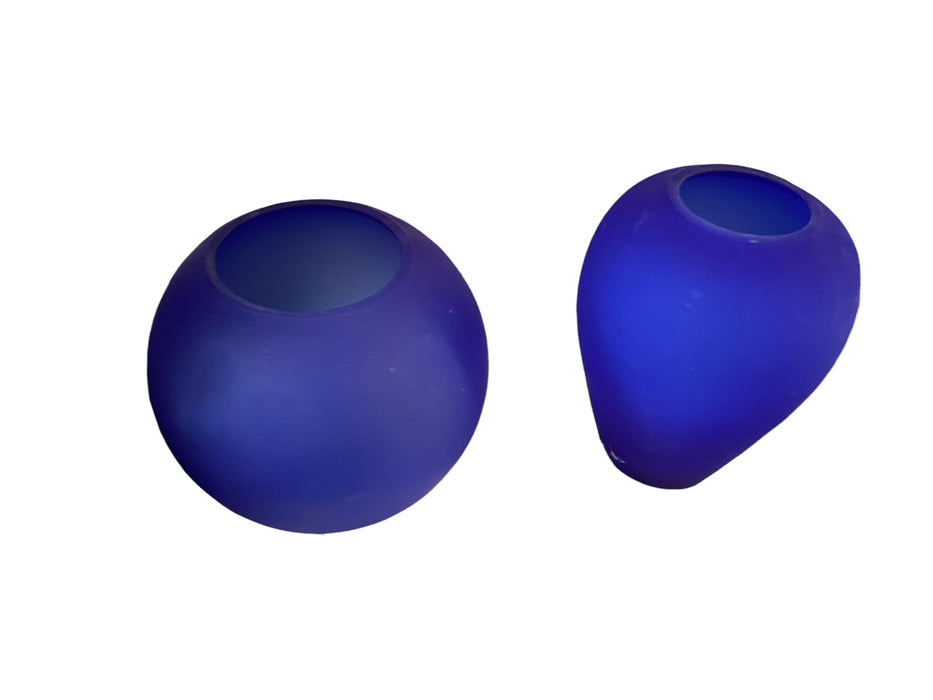 A Set of Cobalt Glass Blue Vases, European  6.5” 5.5”-EZ Jewelry and Decor