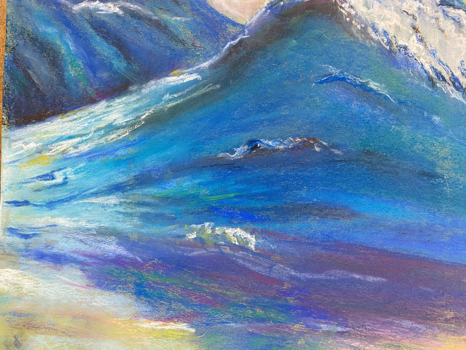 R.Mansourkhani, Wave, Pastel, 21” x 27”, Original Framed Pastel Painting / Drawing-EZ Jewelry and Decor