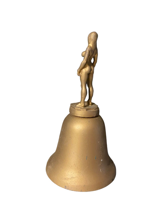 Vintage Nude Lady Figural Handle Brass Bell 4 5/8in Tall-EZ Jewelry and Decor
