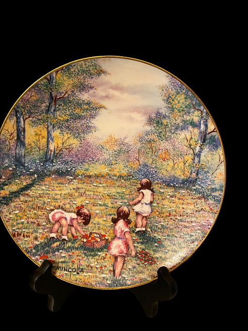 Vintage Fine China Plate, Picking Flowers by Dominic Mingolla Calhoun’s Original painting Plate, Limited edition,  1977.  8.25”-EZ Jewelry and Decor
