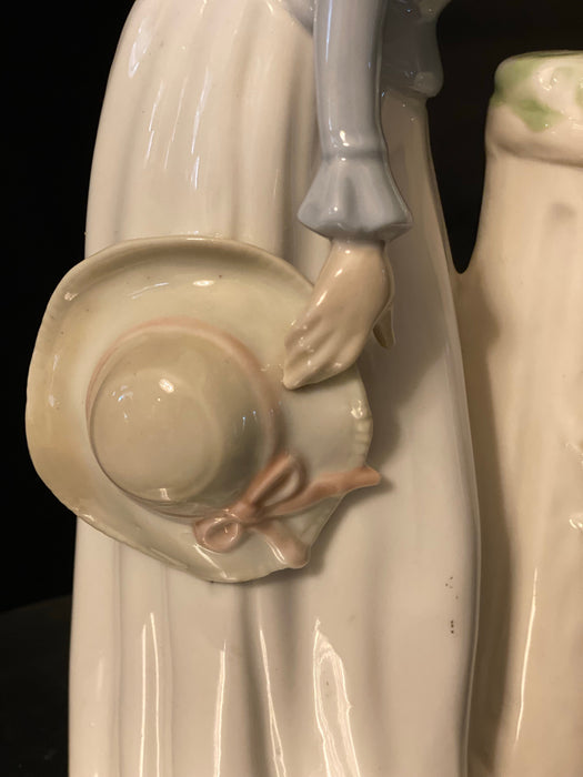 Lady & Bird Vintage Tengra Porcelain Figurine 12"T , Hand Made in Spain.-EZ Jewelry and Decor