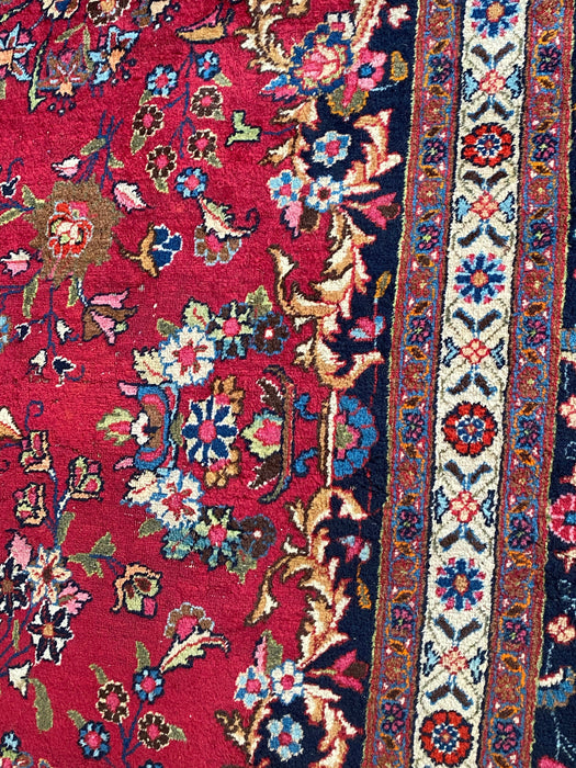 1940s Antique Persian Mashad Signed Rug, 10 x 13, Collectable Rug.-EZ Jewelry and Decor