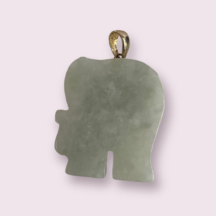 Lovely Genuine Green Jade Good Luck Elephant Charm Pendant 10k Gold Hand Carved Jade Elephant Pendant 1.25in, Come In Gift Box-EZ Jewelry and Decor