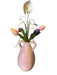 Pink Ceramic Vase with Artificial Flowers, Vase 9” T-EZ Jewelry and Decor