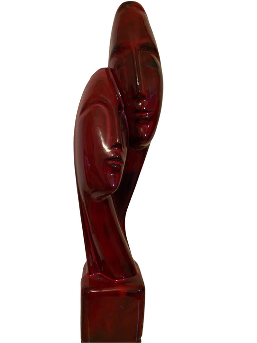 Modern Lovers Figurines, Ceramic Abstract statue 13” T, Vintage-EZ Jewelry and Decor