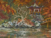 R. Mansourkhani, Japanese Temple, Framed Original Pastel Painting/ Drawing. 24’’ x 28”-EZ Jewelry and Decor