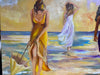 R. Mansourkhani , On a Beach. Original Oil Painting, 32” x 41”-EZ Jewelry and Decor